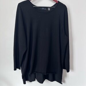 Tahari Black Long Sleeve Relaxed Crewneck Top XXL Women